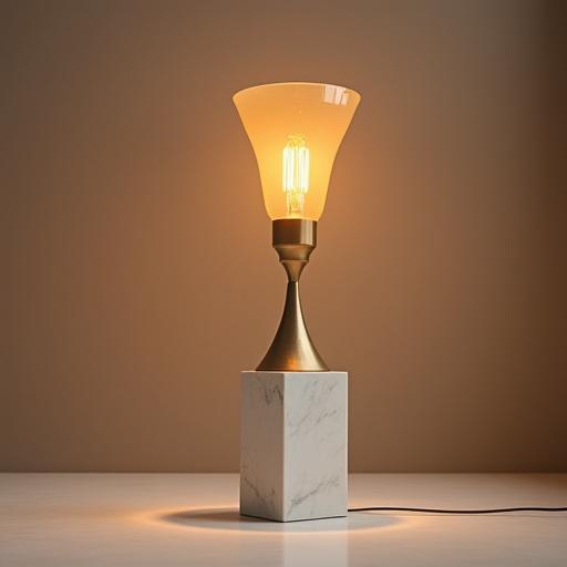 Lampada da terra di design con base in marmo e stelo in ottone, collezione Venezia, un punto luce che è anche scultura.
