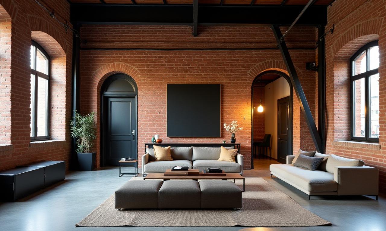 Loft industriale con mattoni a vista e arredamento contemporaneo nel quartiere di Porta Nuova, Milano.